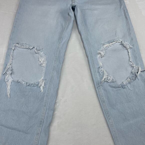 We The Free Jeans Maggie Mid Rise 26 Light Wash Straight Distressed Button Fly - Picture 8 of 16